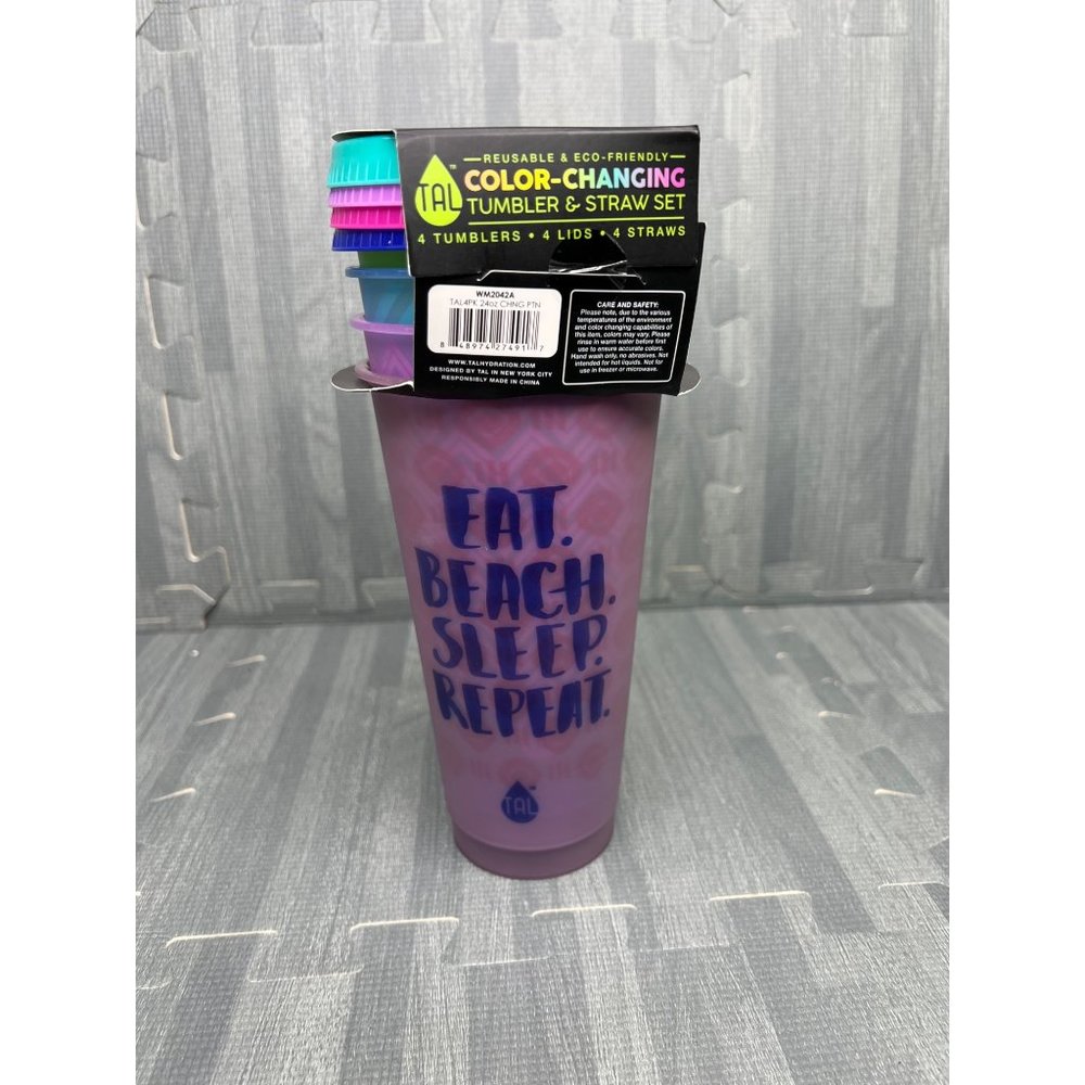 TAL Color Changing Tumbler & Straw Set 24oz | Eat.Beach, Sleep.